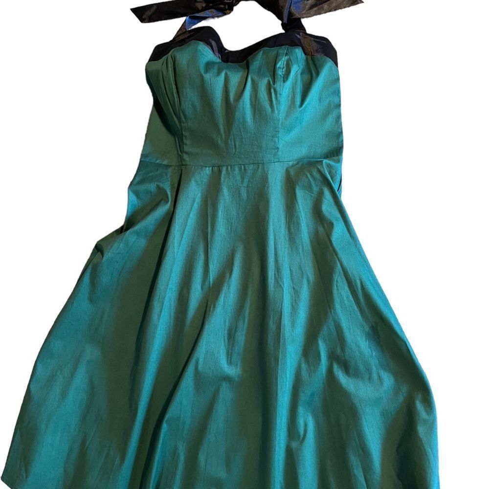 Dress Tells Green Black Halter Tie Corset stretch Wow Laced style back